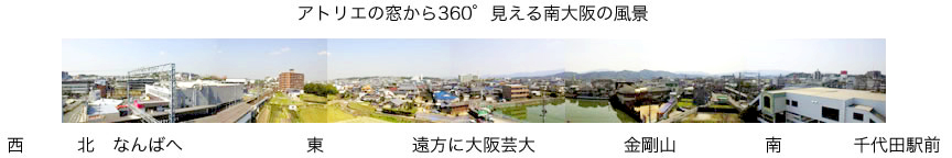 アトリエの窓から360°見える南大阪の風景