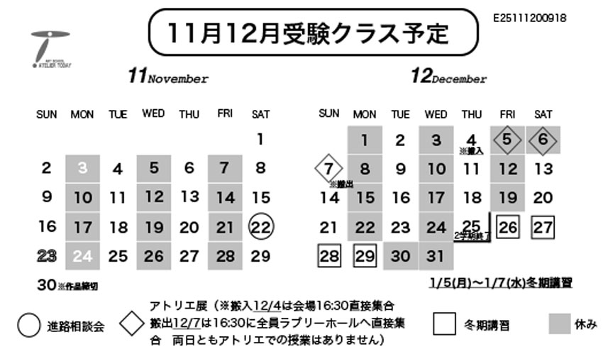 受験クラス予定