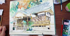 一般クラス<br>同じ神社を描いても個性が出ますね